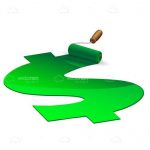 Paint Roller Drawing Green Dollar Symbol